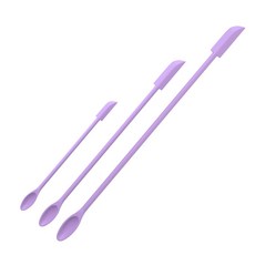실리콘 화장품 스파츌라 3종세트 피부미용 스틱 주걱 미니 브러쉬 메이크업 스푼, 1세트, 퍼플