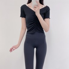 荷葉邊褶皺露臍長袖瑜珈皮拉提斯上衣 女款運動服瑜珈服皮拉提斯服