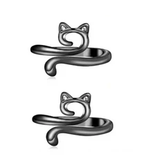 MIUSIE 2pcs 조정 가능한 뜨개질 크로 셰 뜨개질 루프 링 니트 원사 가이드 손가락 빠른 홀더 골무 스레드, 02 black