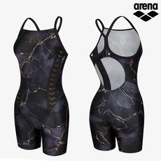 아레나 여성수영복 지오볼트 선수 3부 반신 드롭백 A6SL1CE07BLK