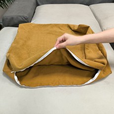 긴 형태의 거실 소파 등받이 대형 쿠션 침대용 베개 쿠션 커버 (솜 미포함) 침대 헤드 고급스러운 셔닐 소재, 60*50*15cm, 강황색(베개 커버)