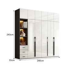 현대적인 미니멀리스트 라이트 럭셔리 글로스 옷장 침실 스윙 문짝 북유럽 대형 로커 유리, 03 Closet D