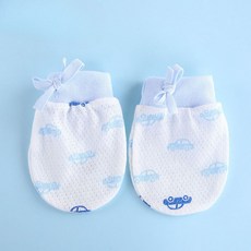 新生兒網眼透氣純棉綁帶防抓手套