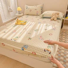 純棉印花牀笠 卡通小清新 學生宿舍床墊保護罩 全棉床上用品批發, 大眼恐龍-黃【100%棉】,48*74cm/對