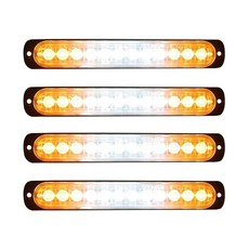 Teiorey 12V-24V 울트라 슬림 위험 경고 플래시 조명 19.1cm(7.5인치) 12 LED 비상 스트로브 조명 그릴 표면 마운트 트럭 차량 자동차용 (앰버 및 화이트, Teiorey 12V-24V 울트라 슬림 위험 경고 플