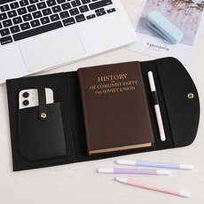 라온디 방수 가죽 수납 다이어리 북커버 A5 B6, 1개, 블랙