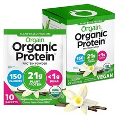 Orgain 유기농 비건 단백질 파우더 바닐라 빈 2.03 Lb, 1.62 Ounce (Pack of 10), 46g