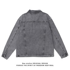 Dee studios타이드 브랜드 워시 오래 된 빈티지 핸드 컷 데님 코트 남성과 여성의 봄 잘 생긴 재킷