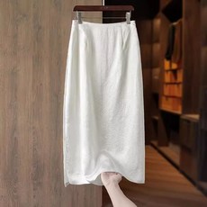 린넨라이크 롱 스커트 시원한 여름 베이직 화이트 스커트