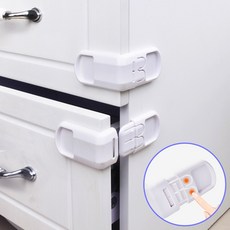 온업 심플 버튼식 안전 서랍 잠금장치, 12개, 화이트
