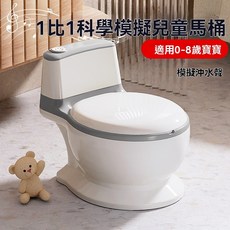 小日子家居館 兒童仿真坐便器 - 如廁訓練 男女童適用 家用便攜小馬桶, 灰色PVC墊(有模擬水聲)