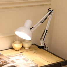 집게형 클램프 스탠드 북라이트 제도등 조명 관절이 자유로운 책상스탠드조명, 화이트