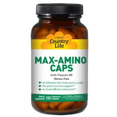 Country Life 16種胺基酸&維他命B6植物膠囊 無麩質, 180顆, 1罐