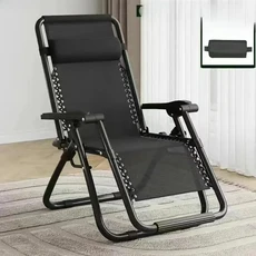 접이식 리클라이너 1인 수면 휴식 안락의자 체어, 표준 원형 튜브 - 블랙