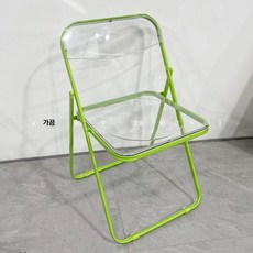 인더스트리얼 커피숍 투명 접이식 의자 세트 스테인리스 테이블, 기본구성, 1개, 그린 보강 접이식 의자 그린 프레임