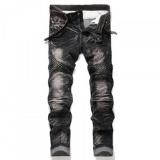 남성 오토바이 청바지 라이딩바지 보호대 내장 데님 팬츠 편안한 착용감 바이크패션 레트로 스타일 세련된 디자인, D_블랙 미채 추가