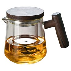 마마픽스 우드 핸들 차주전자 내열유리 티포트, 우드핸들티포트, 1개, 투명, 500ml