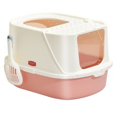 【SL】方舟貓砂盆附貓鏟，全封閉防臭貓廁所，寬敞舒適，頂部濾砂設計，簡約時尚, 方舟貓砂盆-粉色, 1個