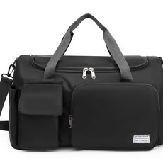 大容量乾濕分離旅行包 可套拉桿箱設計 獨立鞋倉 運動裝備隔層 瑜伽網球高爾夫專用 防潑水便攜包, 黑色, 1個