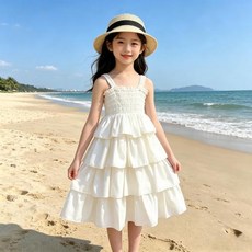 여름 아동 플리츠 드레스 비치 파티