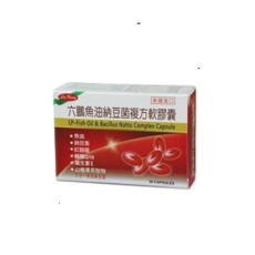 Liu Peng 劉鵬 六 魚油納豆菌複方軟膠囊 魚油 納豆菌 紅麴菌 Q10 維生素E, 30g, 30顆
