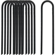 텐트팩 고리 로프 타프 8인치 철근 스테이킹 헤비 듀티 10팩 가든 유훅 텐트용 정전기 방청 금속 조경용야외 장식 패브릭 접지 커버 튜브 고정, U-8in-10pc, Black