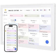 디지털 캘린더 32인치 스마트 WiFi 전자 캘린더 & 코어 차트 가족 일정을 위한 IPS 터치스크린 HD 디스플레이 어디서든 순간을 공유하세요 (화이트 32), White, 10.1