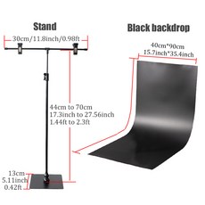 BFOLLOW T 모양 배경 스탠드 PVC 키트 제품 사진 데스크탑 촬영 소품 스튜디오 세트, 7) 30cm Stand Black, 1개