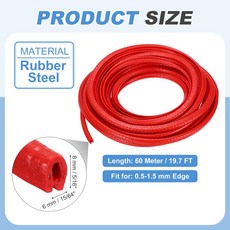 610M 고무 엣지 트림 가드 U 채널 프로텍터 씰 스트립 금속 클립 자동차 도어 시트 메탈 해치 테이블 모서리용, 6M, 8mm x 6mm Red