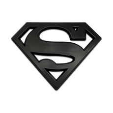 NJECT 공식 라이선스 DC 코믹스 슈퍼맨 크롬 컬러 플라스틱 슈퍼히어로 엠블럼 자동차 트럭 및 모든 자동차용 | 10.4 x 7.9cm(4.1 x 3.1인치) 범용 핏, 블랙