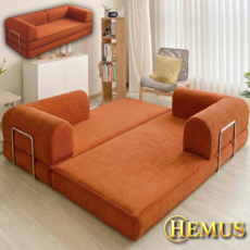 HEMUS 정품 3인 접이식 2인 코듀로이 압축 소파베드 2인용 베드 쇼파 대형 거실 저상형 침대, HM크림