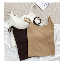 끈나시 나시티 민소매 캐미솔 여름티 런닝 티셔츠 브라 캡내장 심플 골지 브라탑 이너 브라렛