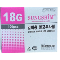 성심메디칼 //주사바늘// 니들 //멸균주사침//주사침 18G 38MM 1통 100개입, 100개