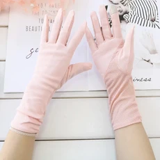 2025 새로운 패션 장갑 여성 중반 긴 코 튼 블랙 인쇄 사이클링 얇은 터치 스크린 자전거 자동차 운전, 01 원 사이즈, 19 New Pink