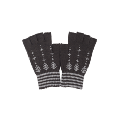 體溫魔術師經典森林條紋男士保暖半指手套 針織柔軟彈性舒適冬季通勤騎車百搭款, 深灰, 1個