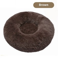 개 애완 동물 침대 개집 라운드 고양이 겨울 따뜻한 개집 침낭 긴 봉제 슈퍼 부드러운 애완 동물 침대 강아지 쿠션 매트 고양이 용품, 갈색, 40cm, 1개