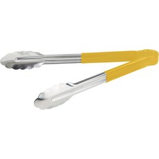 윈코 12인치 스테인리스 스틸 서빙 집게 플라스틱 손잡이 노란색