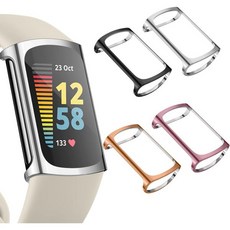 4개입 화면 보호필름 Fitbit Charge 6Charge 5 호환 43 미포함 TPU 전면 보호 케이스 커버 견고한 범퍼 쉘 액세서리 65 스마트워치용, Black/Silver/Rose Gold/Rose Pi