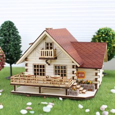 영공방 목공 DIY 미니어처 인테리어 장식 소품 통나무집 카페 취미 만들기 조립 키트, 1개