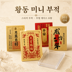 황동 미니 행운부적 소원성취 스티커 부착 투명케이스 포함 10종, 1개, 순 - 안정, 흐름운