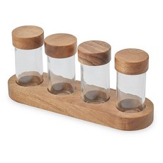 테스터 찻잎 원두 유리병 카페 차 직선형 보관병, 4종 세트 90ml 트레이 포함 직선, 1개