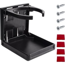 2개 세트 보트 컵 홀더 조절 가능 접이식 음료 차량용 범용 트럭 RV 카라반용 머그잔 병 캔용 나사 및 테이프 포함 검은색, Black*2, 2 pcs, 1개