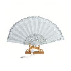 Chinshwehaw 1920년대 빈티지 브라이덜 레이스 팬 골드 글리터 및 태슬이 있는 접이식 꽃무늬 자수 핸드 팬 - 여성 어머니 신부를 위한 웨딩 댄스 티 파티 선물