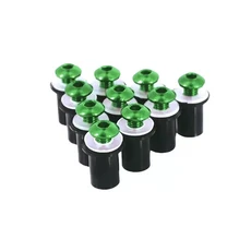 10PCS 범용 오토바이 윈드 스크린 페어링 컬러 볼트 패스너 클립 풀 세트 알루미늄 합금 너트 나사 키트 M5, 02 green