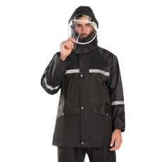 雨衣套裝分體防風保暖男加厚反光電動車騎行外賣雨衣成人款, 黑色,XXXL