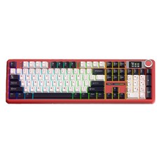 AULA F108 프로 104키 커스터마이징 기계식 3모드 유무선 키보드, 레드, 풍령축, 제조사축