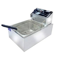 專業雙槽電炸鍋 不銹鋼 商業廚房用 2500W 110V, 6L單缸炸鍋(220v)T型插頭, JSM-81