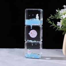 可愛滑梯液體沙漏桌面擺件, 三方滴-奶藍色-漂流物隨機