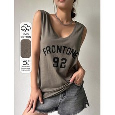 WEILI 女性運動風格字母和數字印花背心 適合夏季