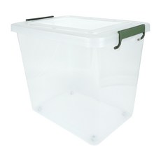스페이스에디터 투명베이직 리빙박스 65L, 65L, 올리브그린, 1개